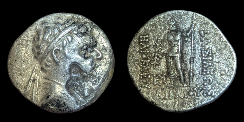 巴克特里亚印度希腊王国，欧克拉底二世（Eukratides II Soter）纪念币，四德拉克马，公元前145-140年，C/Mark*