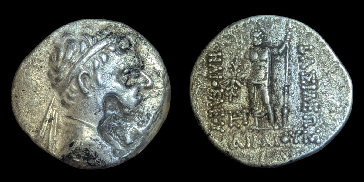 巴克特里亚印度希腊王国，欧克拉底二世（Eukratides II Soter）纪念币，四德拉克马，公元前145-140年，C/Mark*