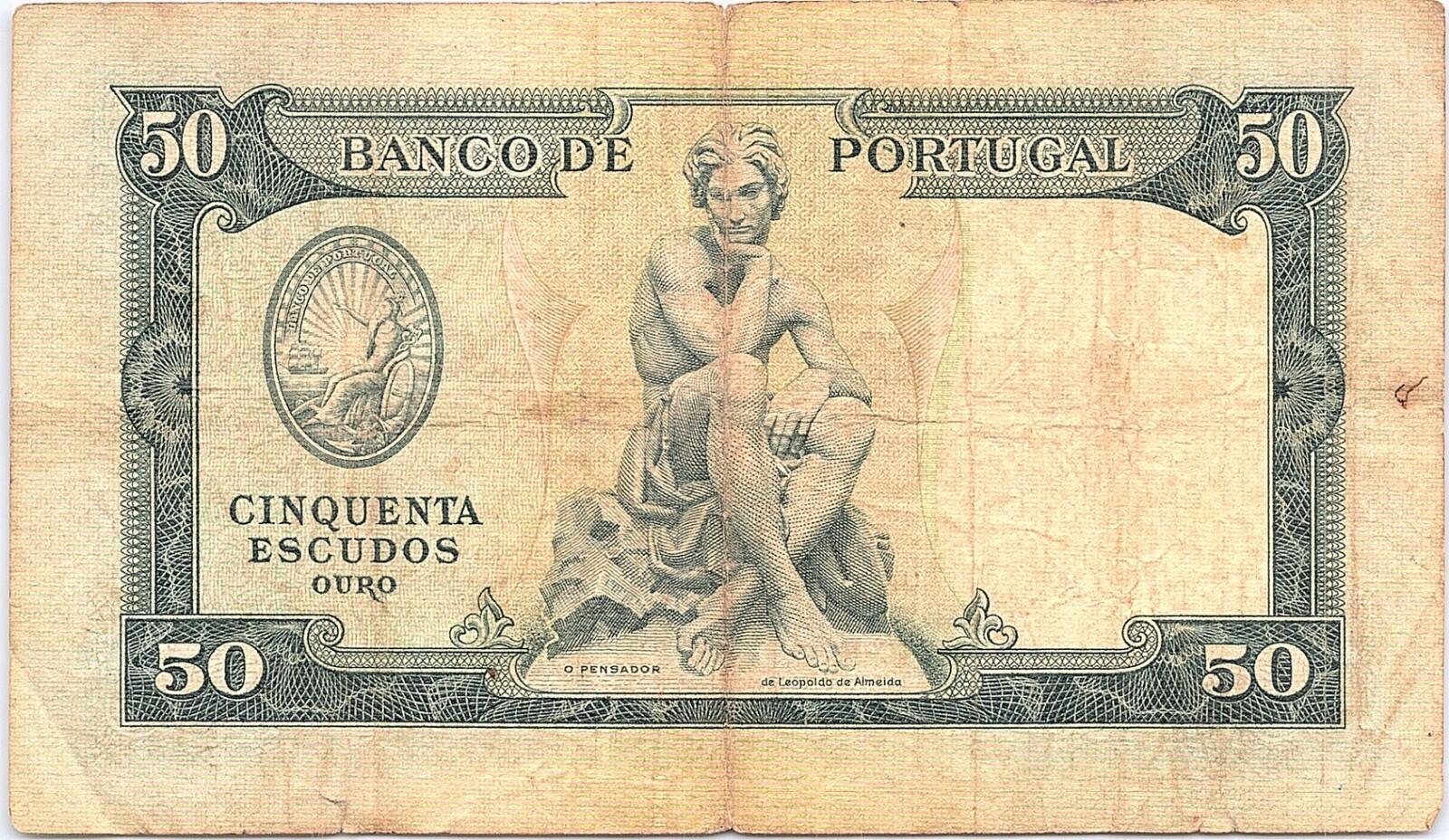 Portugal  50  Escudos  1955  Series  Circulated Banknote