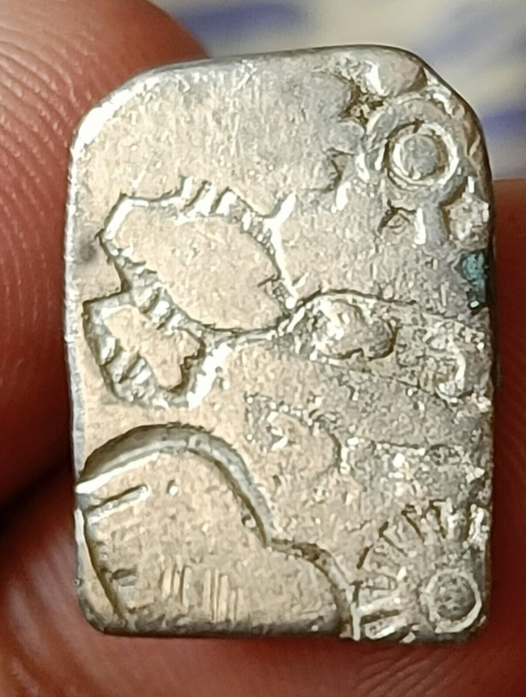 #AB49#India⭐INDUS Valley⭐ Mayuriyan Punch Mark Silver Coin SUN Symbols 300 BC