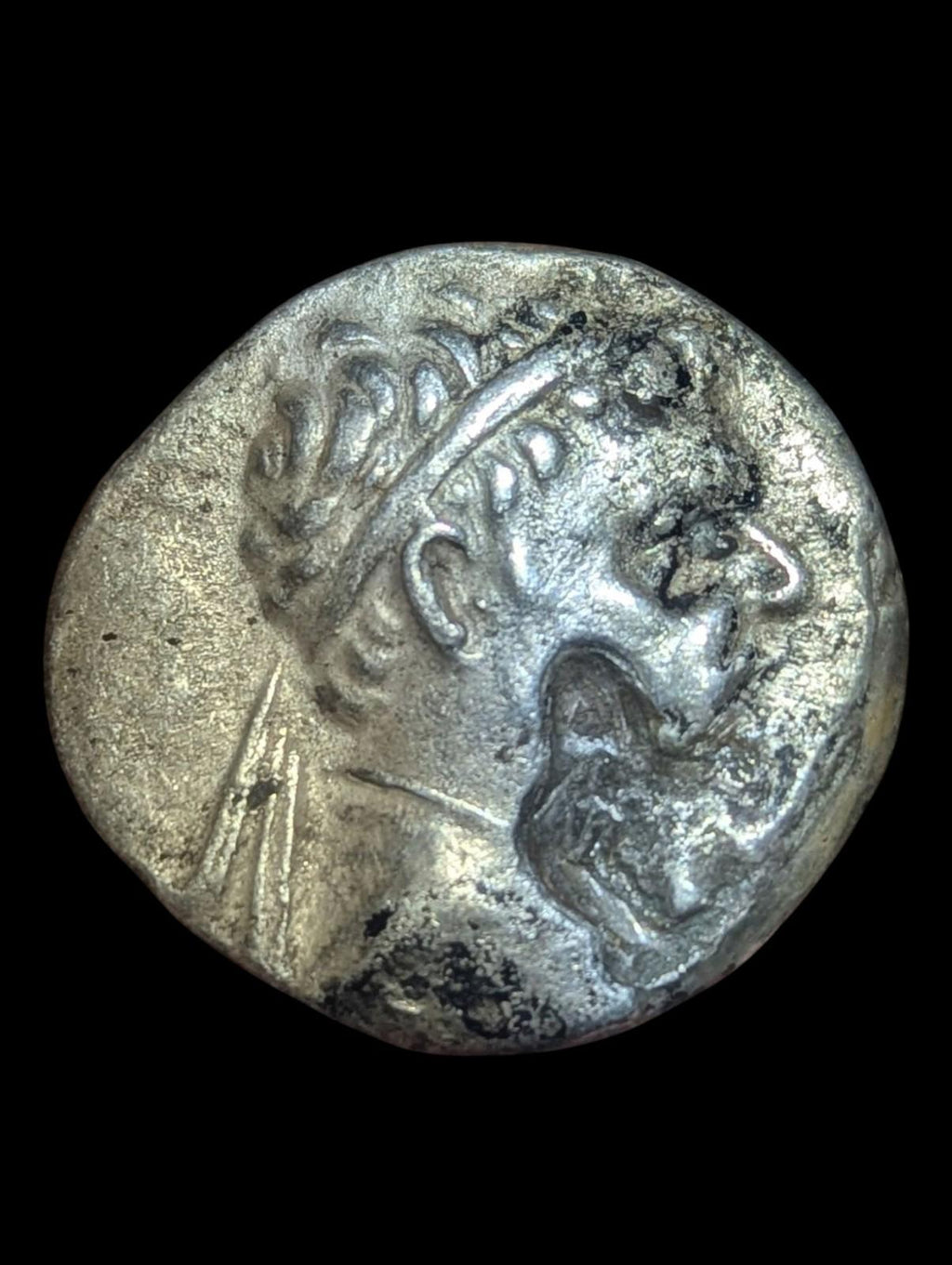 巴克特里亚印度希腊王国，欧克拉底二世（Eukratides II Soter）纪念币，四德拉克马，公元前145-140年，C/Mark*
