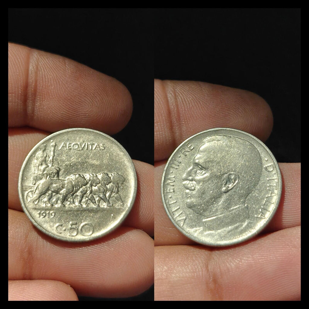 Italy 1919 50 Centesimi Lion animal Uncirculated