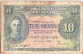1941 Malaya 10 Cents - World Banknote Currency