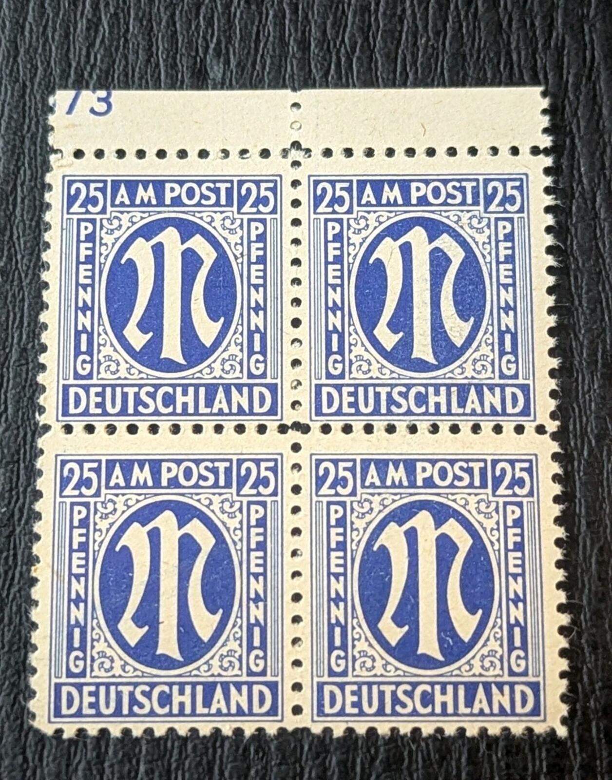 Stamps Germany Allied Bi-Zone Anglo-American WWII 4x 25 Pfennig 1945 Mi.Nr. 28