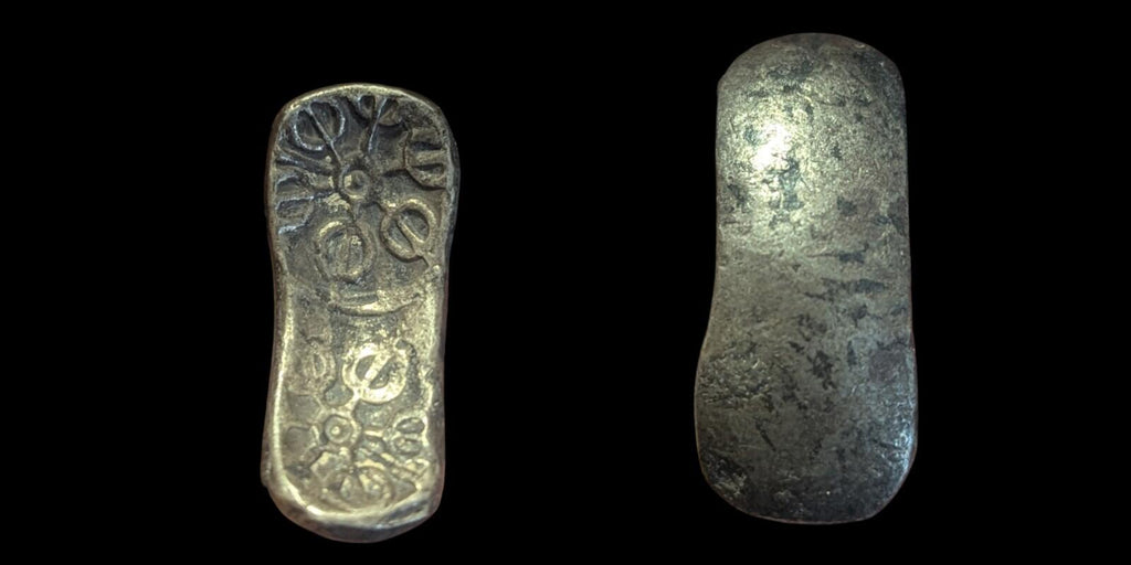 ⭐INDIA⭐. Ancient GANDHARA JANAPADA Authentic OLD 600 B.C Silver Coin Bent Bar