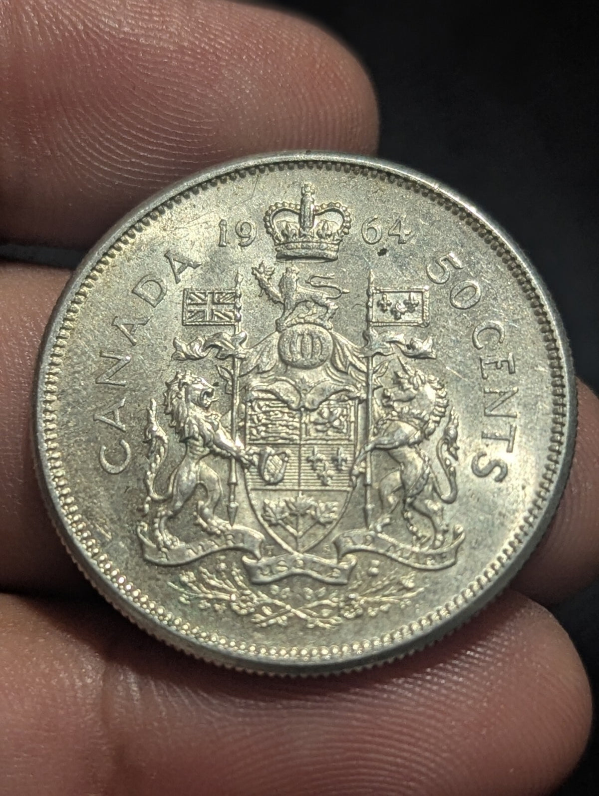 1964年加拿大50加分 - 80%含银 - 伊丽莎白二世 - 加拿大半美元 $0.50