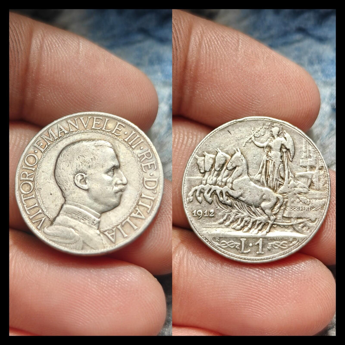 REGNO 2 LIRE 1912 LIRA ITALIANA VITTORIO EMANUELE III RE D' ITALIA ARGENTO