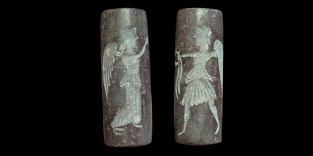 Agate Stone King Ancient Near Eastern  Cylinder Intaglio Bead