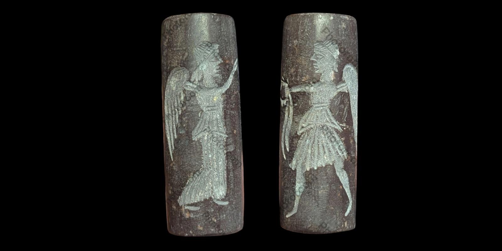 Agate Stone King Ancient Near Eastern  Cylinder Intaglio Bead