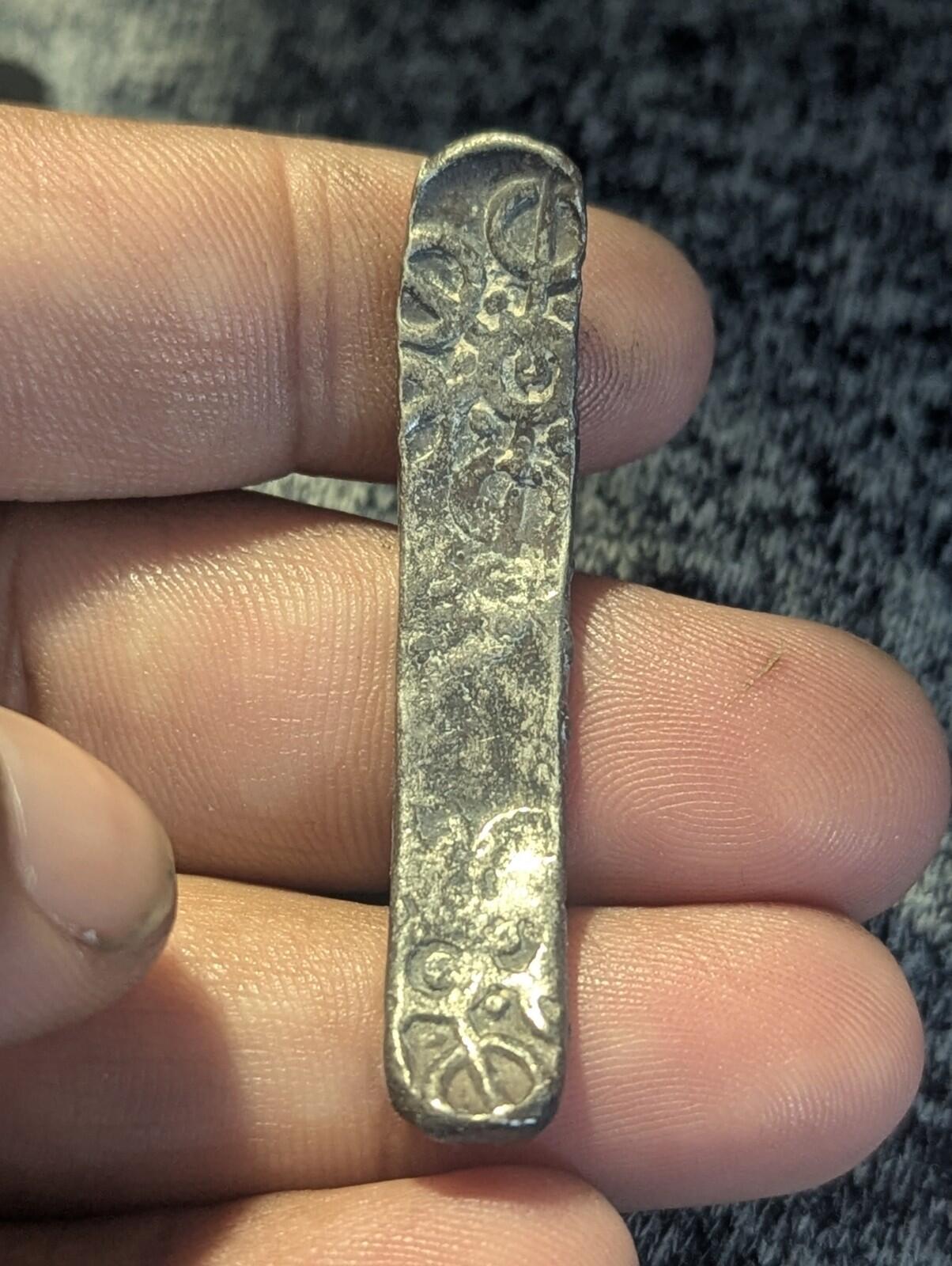 ⭐INDIA⭐. Ancient GANDHARA JANAPADA Authentic OLD 600 B.C Silver Coin Bent Bar