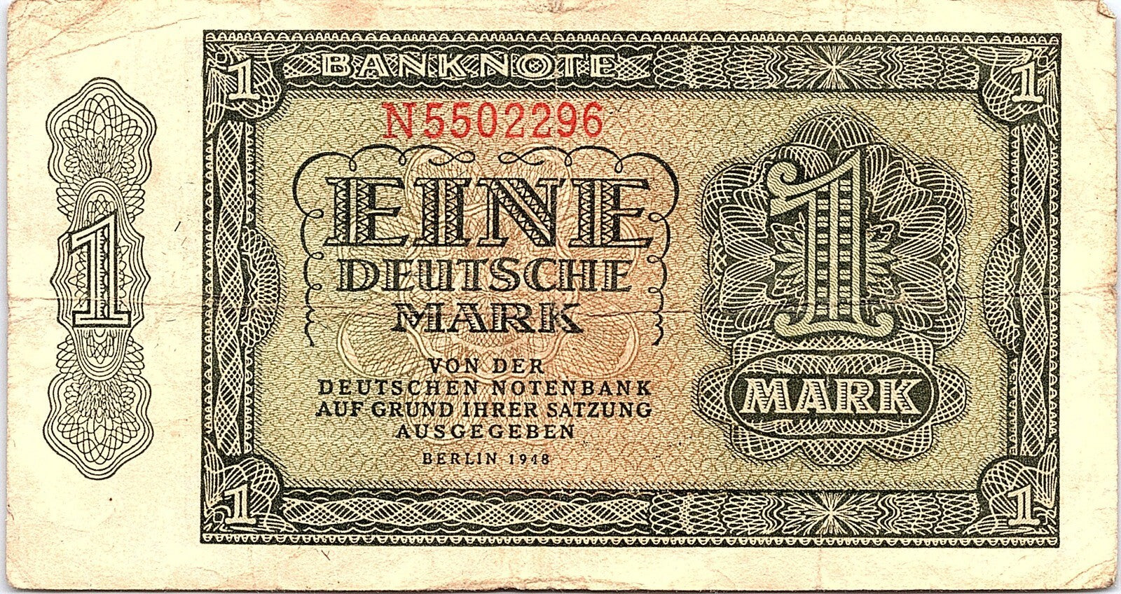 Germany GDR / DDR 1 Deutsche Mark 1948 Better Grade