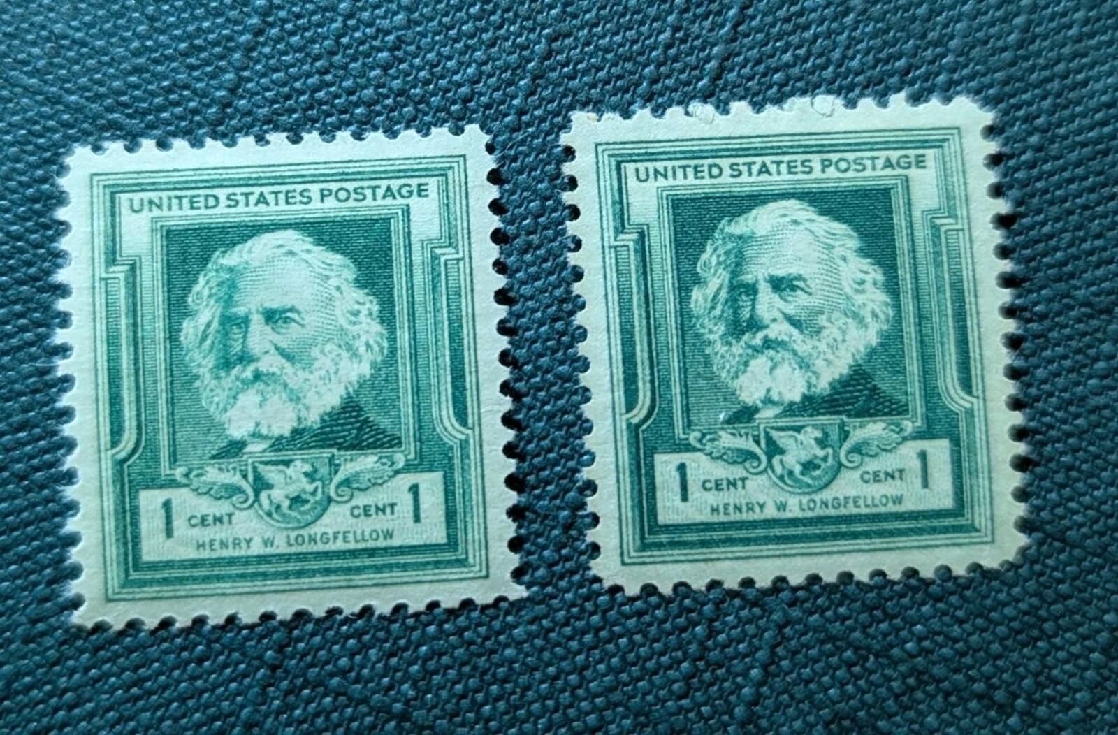 1940 Henry Wadsworth Longfellow Single 1c Postage Stamp - MNH, OG - Sc# 864