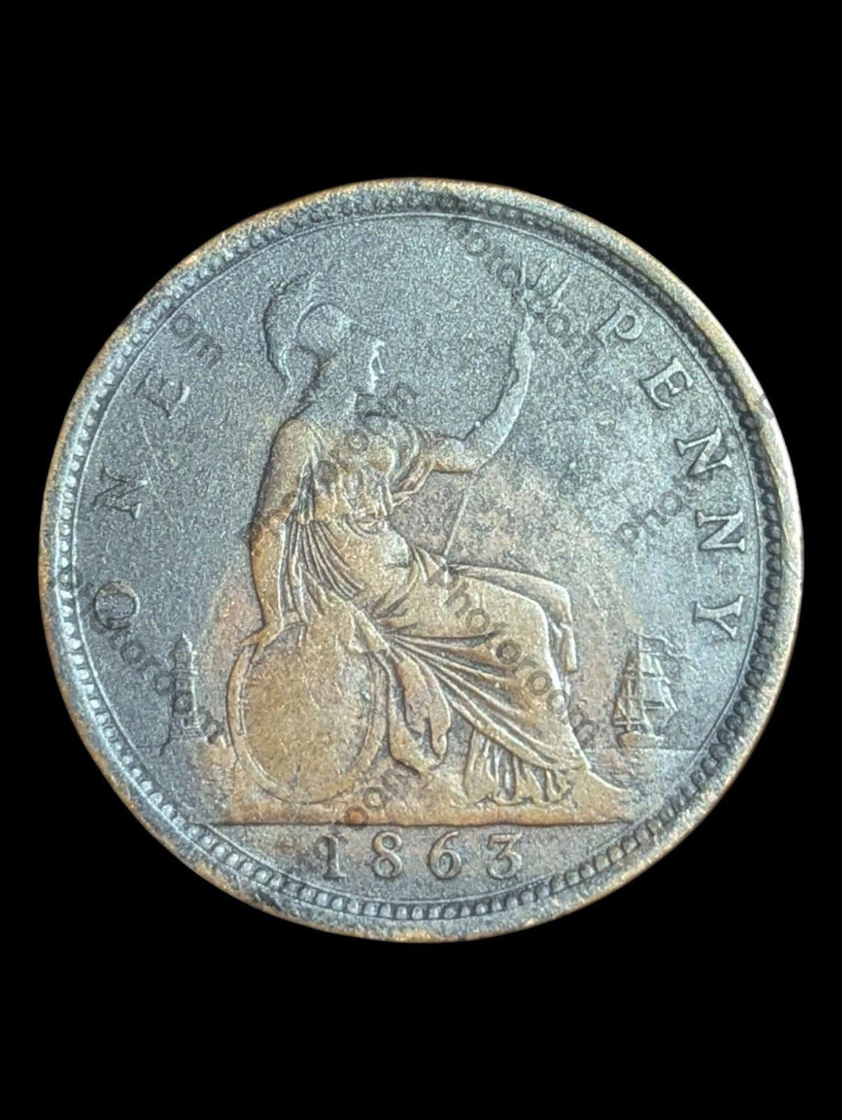 Grande-Bretagne 1863 Penny 1d Victoria GB Angleterre Pièce