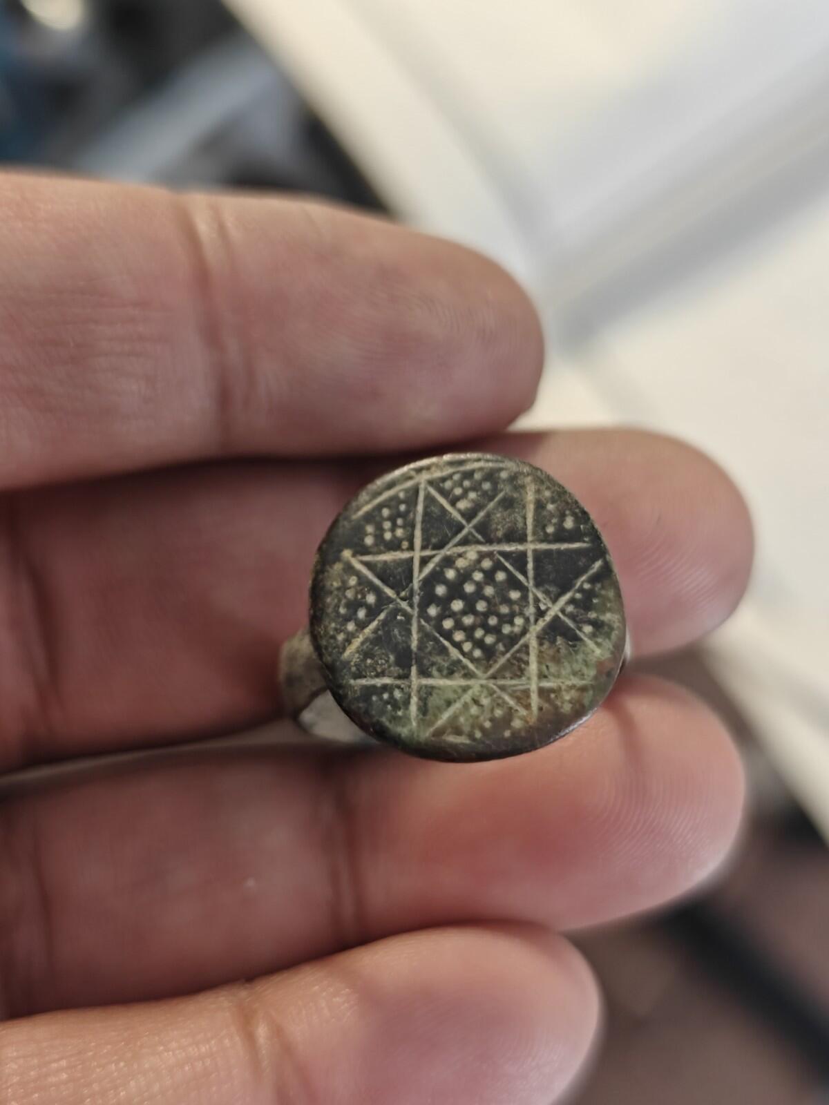 Ancient Bronze Ring GENUINE Roman Byzantine Ornamented Collectible Dark Patina