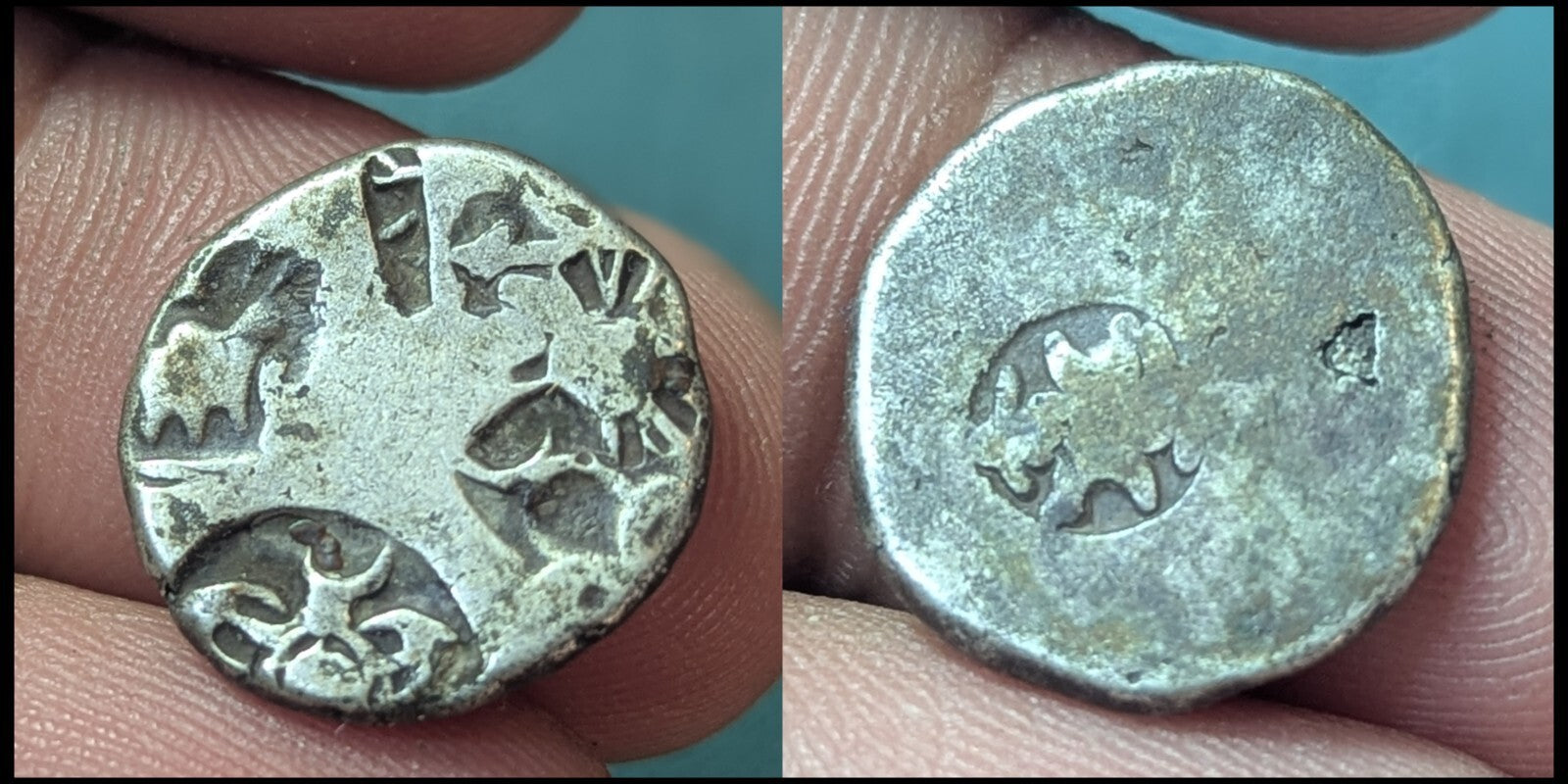 Indus Valley Silver Coin Ancient Mayuriyan Punch Mark 300 BC India Tiger