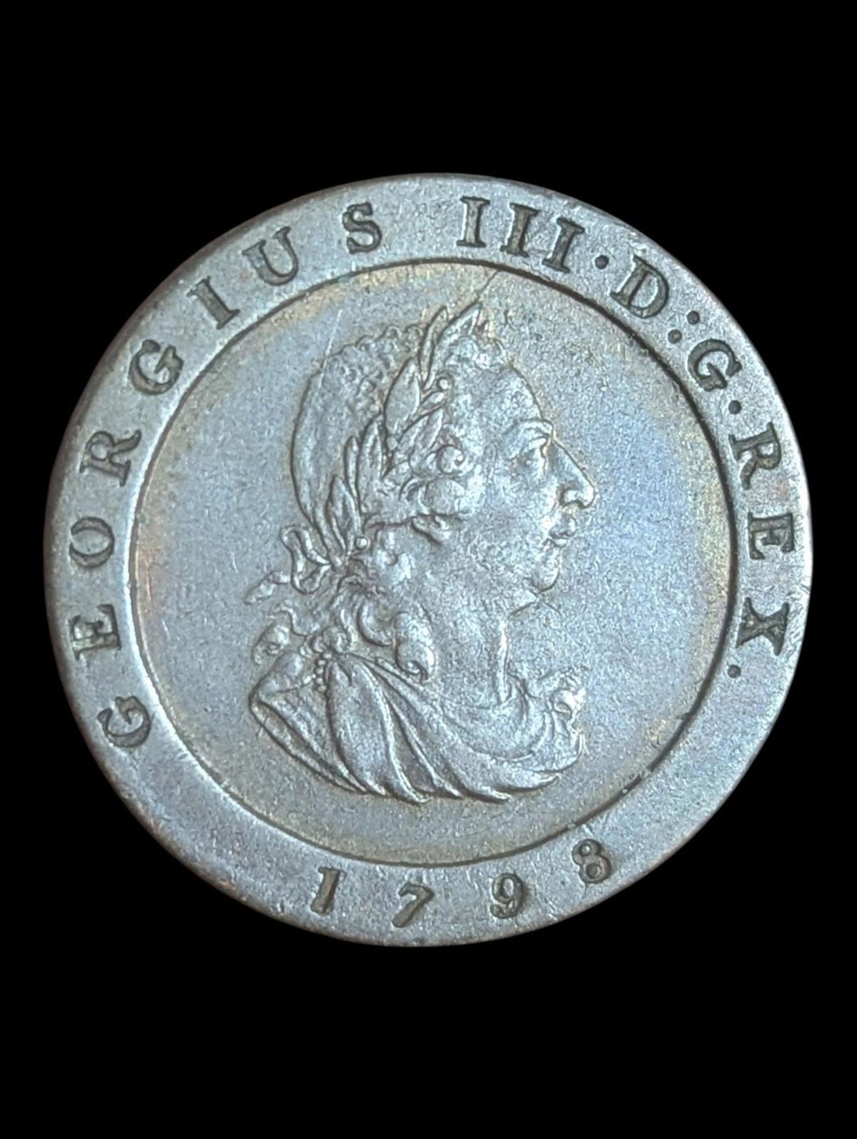 1798 George III Isle Of Man HalfPenny Colonial Small And Thick 10.6 Gr
