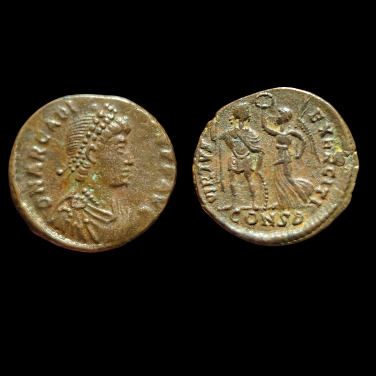ARCADIUS couronné par la Victoire 395 après J.-C. Alexandrie Authentique pièce de monnaie romaine antique
