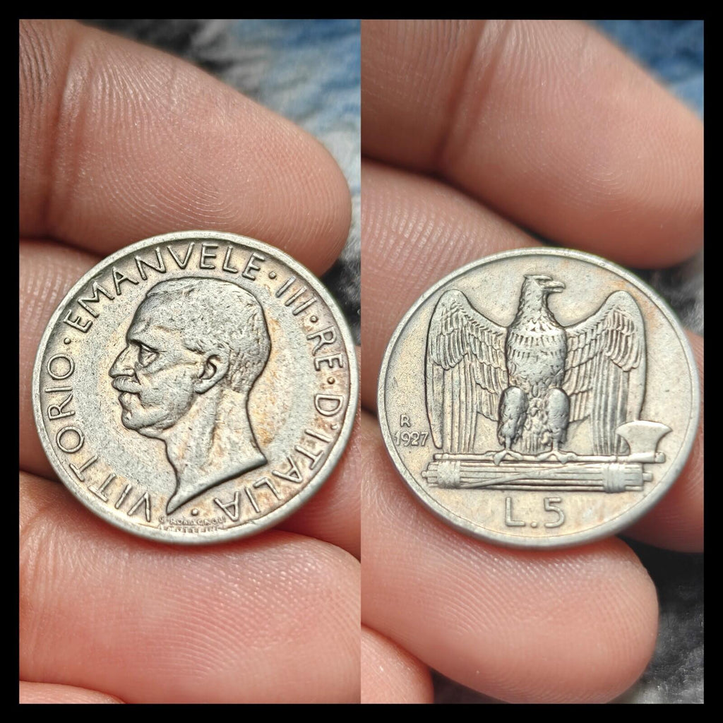ITALY 5 Lire 1929 R - Silver 0.835 - Vittorio Emanuele III Uncirculated.