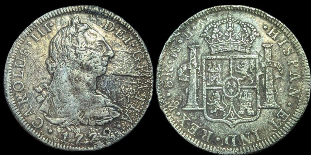 Mexico 1772 Mo FM INVERTED ERROR Silver 8 Reales Sea Salvaged .Calico-1104?