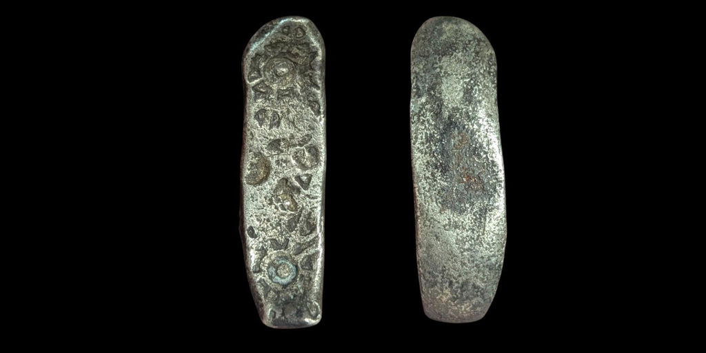 ⭐INDIA⭐. Ancient GANDHARA JANAPADA Authentic OLD 600 B.C Silver Coin Bent Bar.