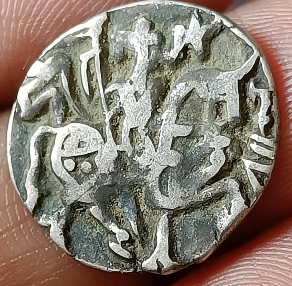#PD28#Indian Indus valley Area Samanta Deva (850 AD) silver HORSE & BULL coin.