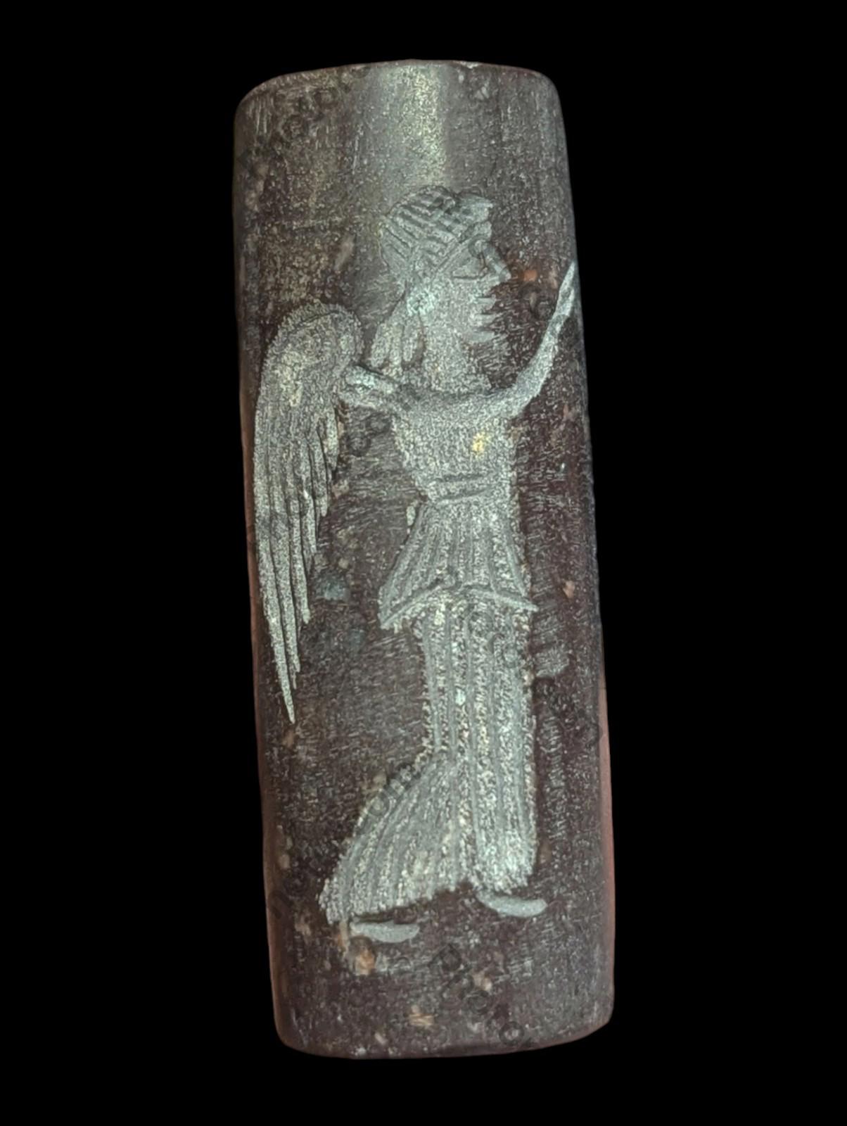 Agate Stone King Ancient Near Eastern  Cylinder Intaglio Bead