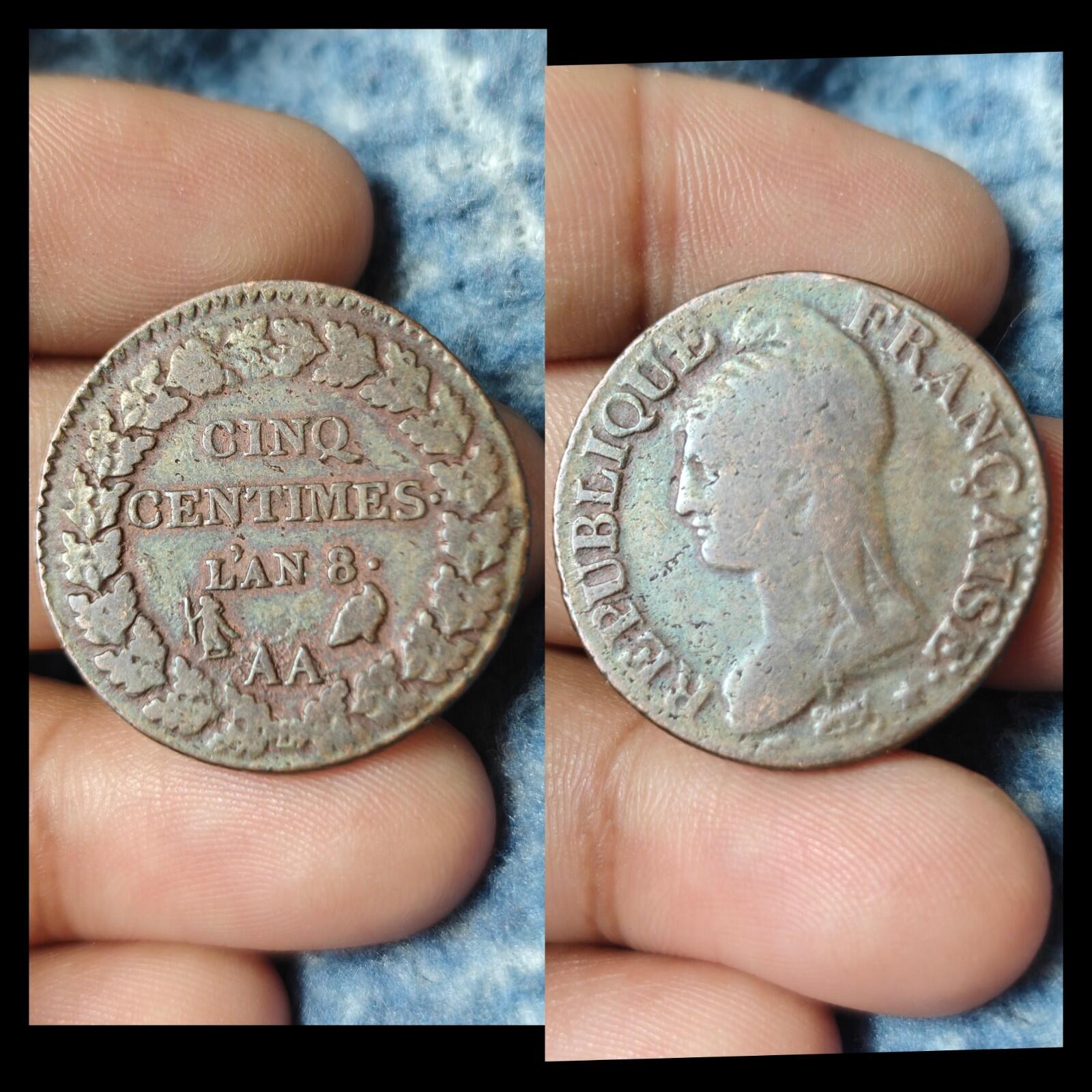 Coin, France, Dupré, 5 Centimes, AN 8, Metz,  Bronze, KM:640