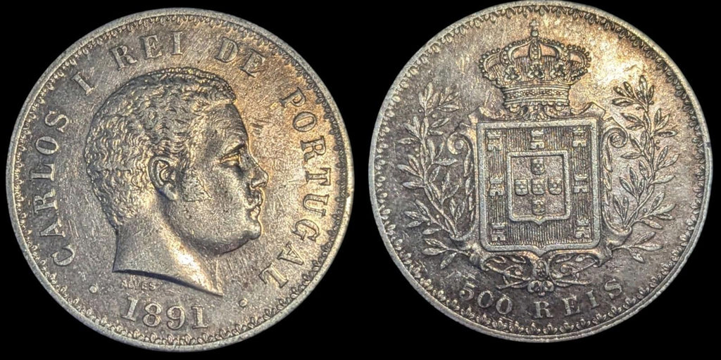 Portugal - 500 Reis 1891 Carlos I, Argent Qualité Exceptionnelle