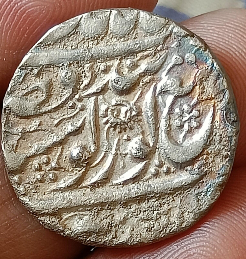 #KN-31#Inde-Empire sikh, Roupie en argent véritable du Maharaja Ranjit Singh, 1877 VS Rare