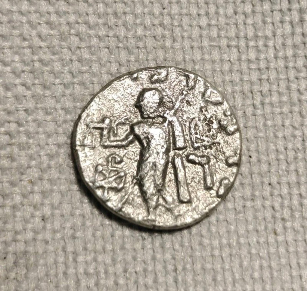 Indo Scythian Kingdom, Azes I 47-25 BC Silver Drachm Coin 2.1g/ 14.4mm