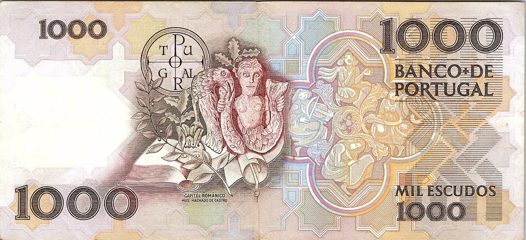 PORTUGAL 1987 1000 ESCUDO NOTE Better Grade