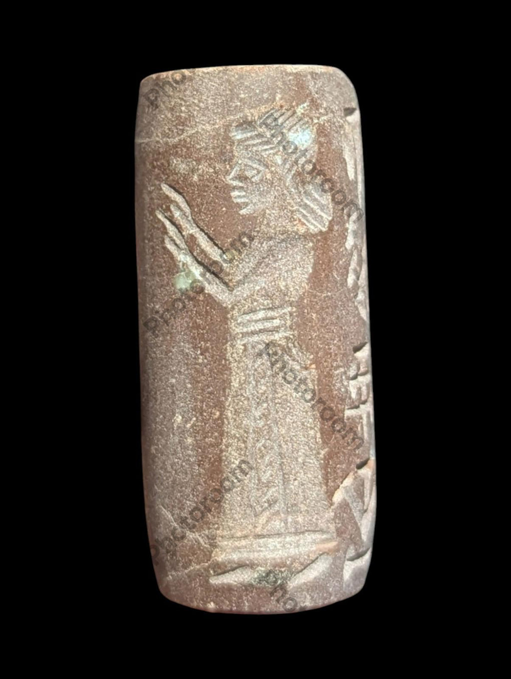 Agate Stone King Ancient Near Eastern  Cylinder Intaglio Bead