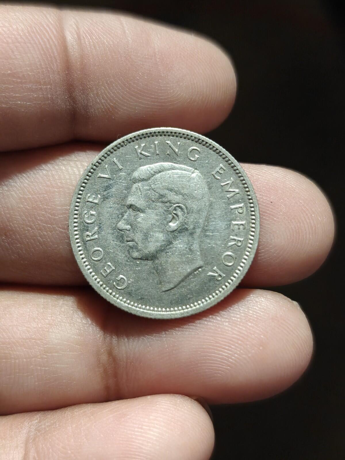 1937 New Zealand NZ One Shilling Silver Coin First Year Issue