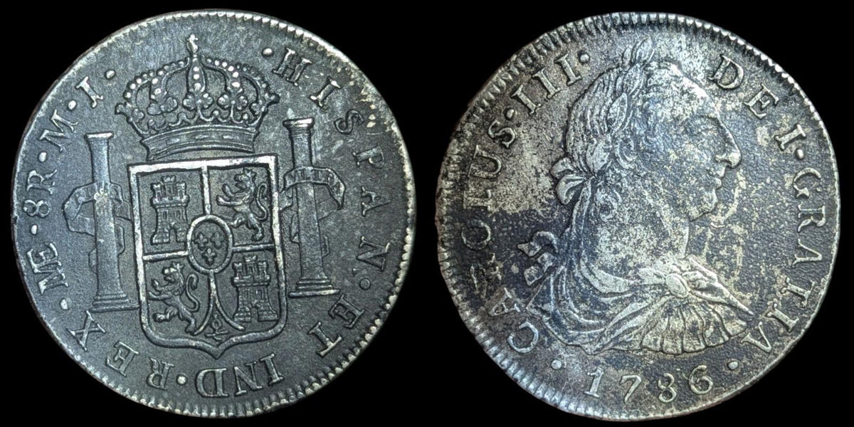 卡洛斯三世 8 埃斯库多 (27克) 1786年 利马秘鲁 8 埃斯库多 海捞 未流通品相细节