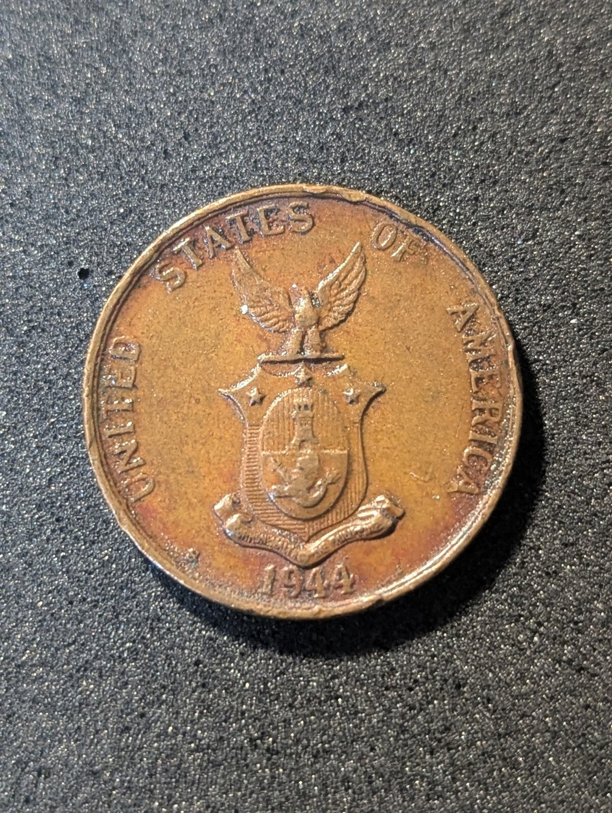 1944年“S”菲律宾1分铜币 KM#179