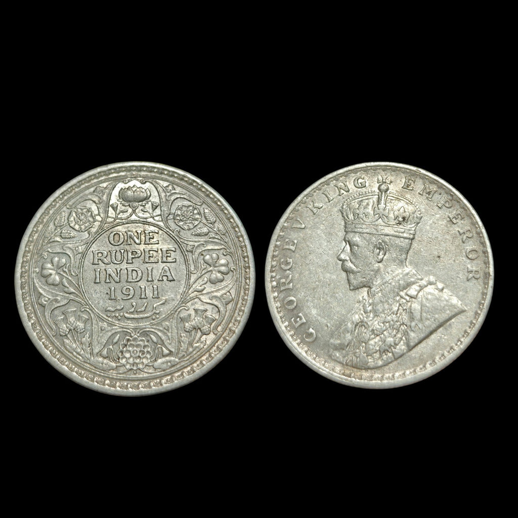 British India, 1911 B George V Rupee. 5,143,000 Mintage Rare