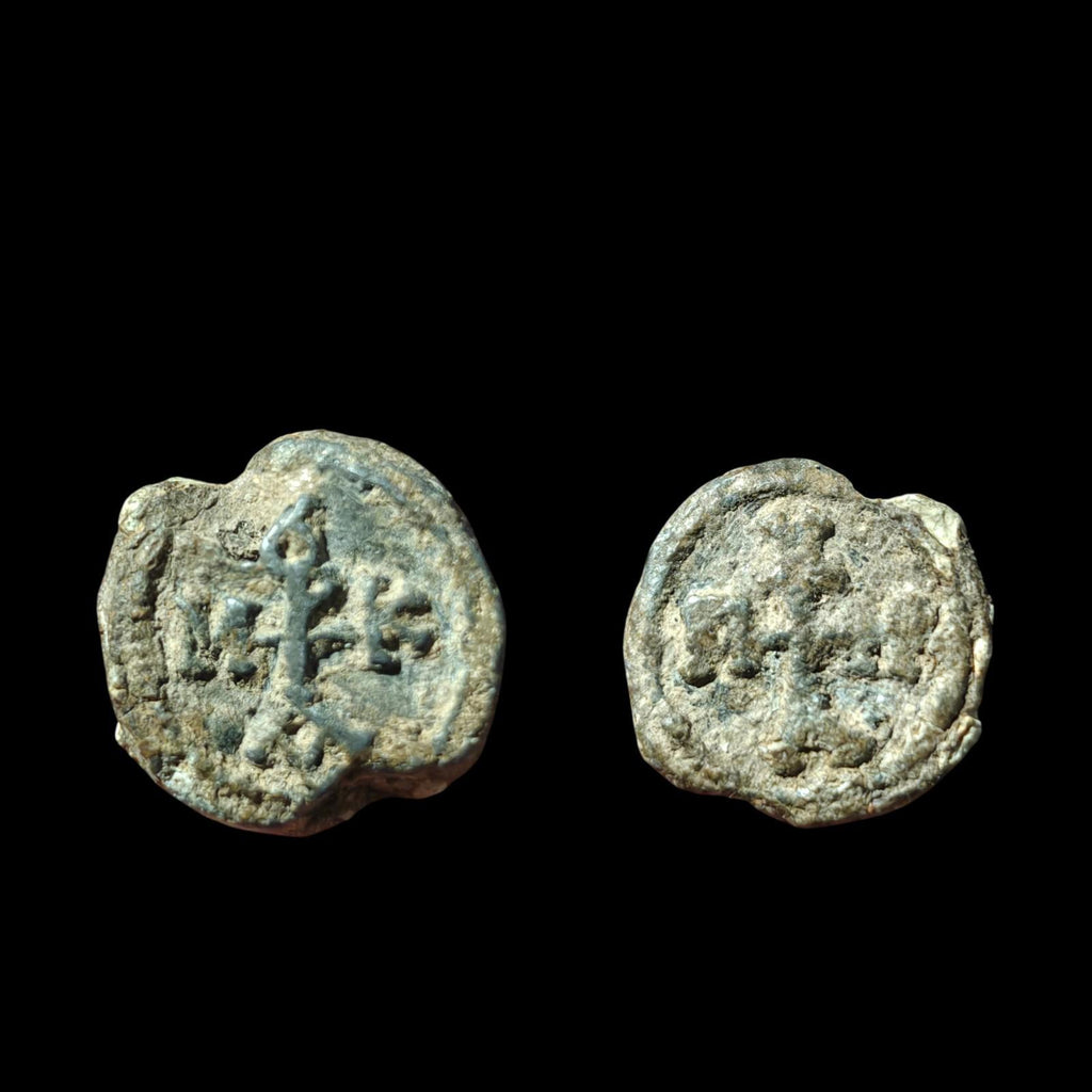 Rare Original ancient BYZANTINE LEAD SEAL John son of Meze patrikios seventh ce