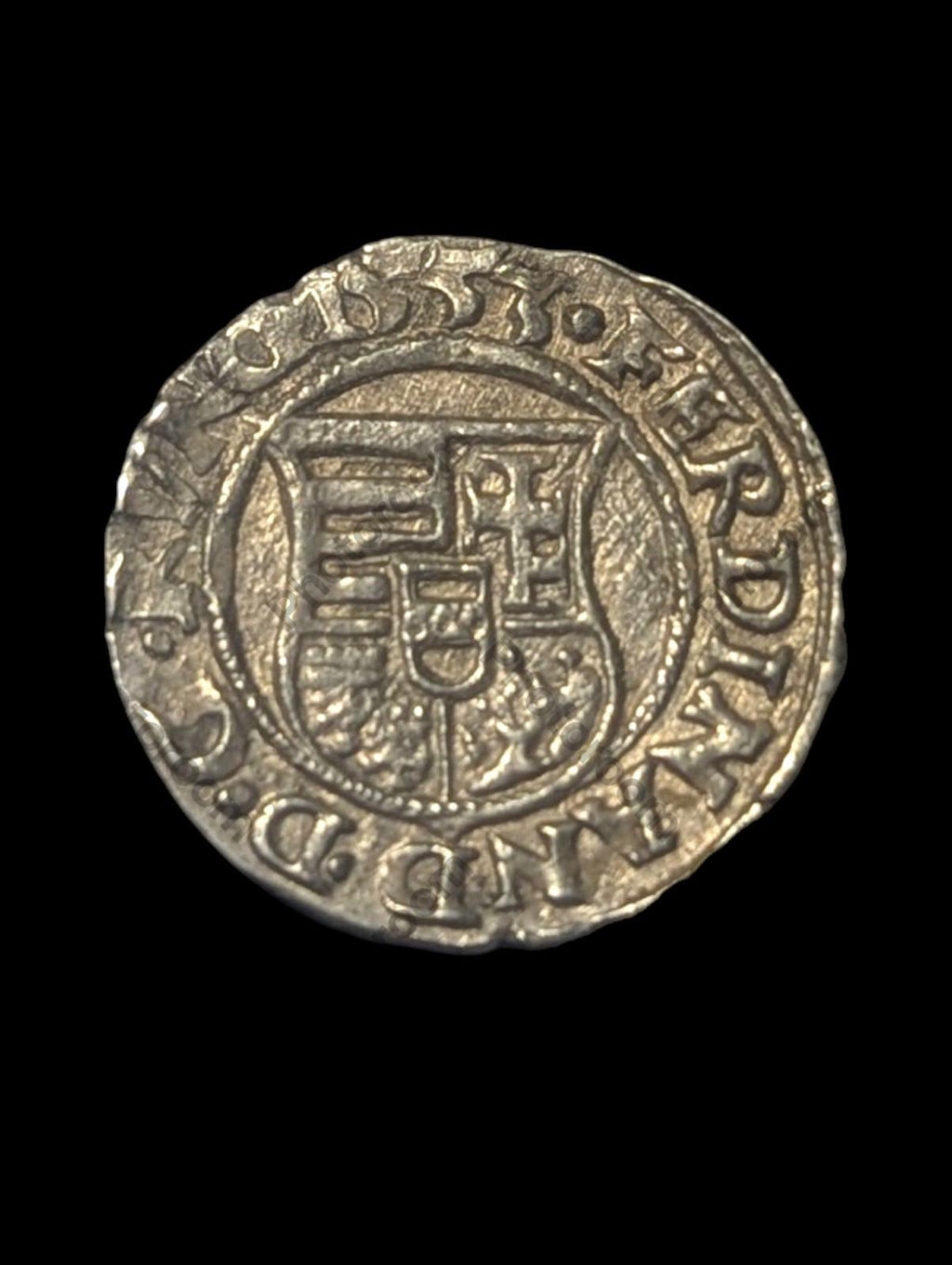 1553年匈牙利费迪南国王圣母子古董老银第纳尔硬币