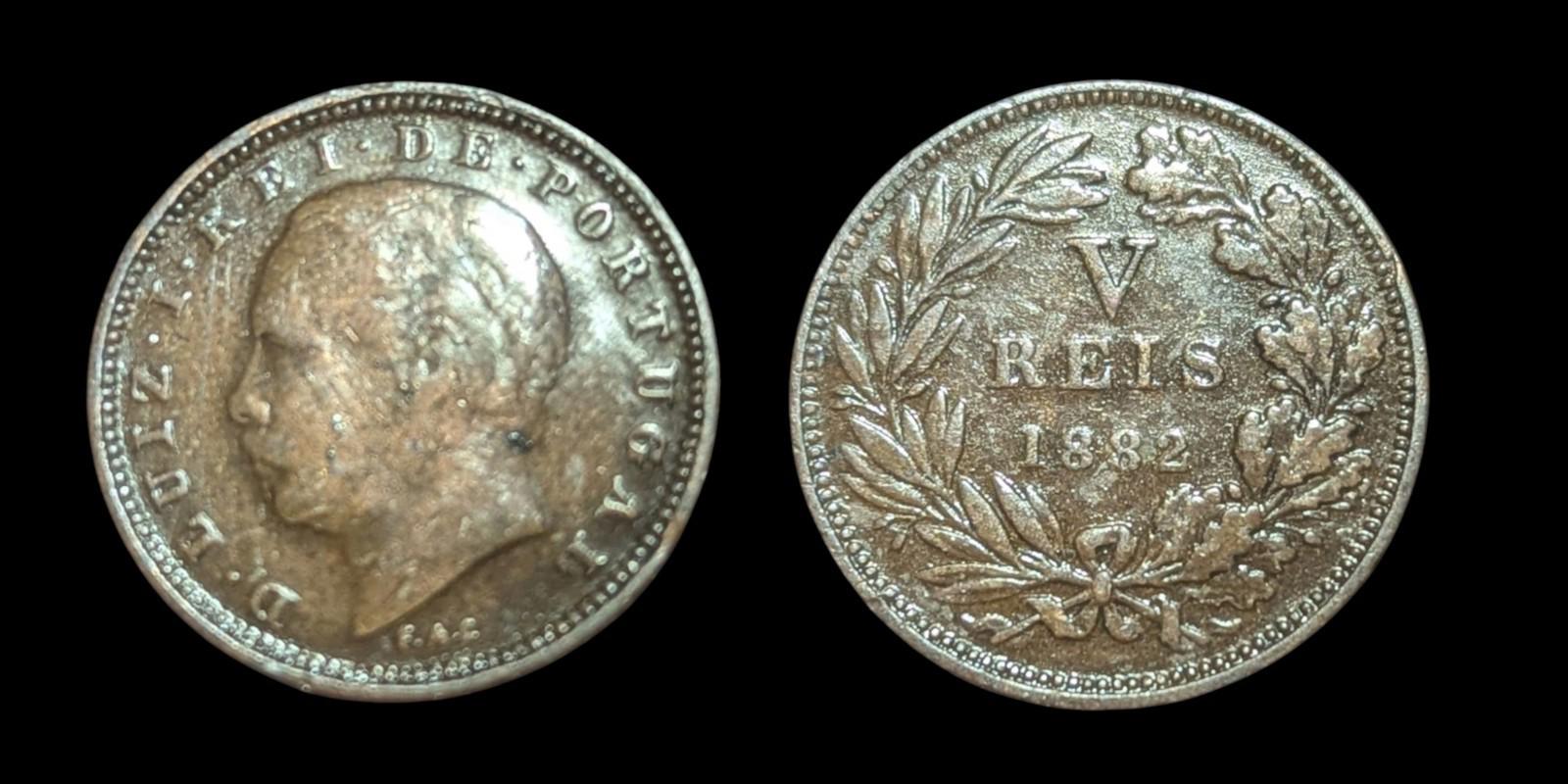 🇵🇹 1882 葡萄牙 5 雷亚尔硬币 路易一世