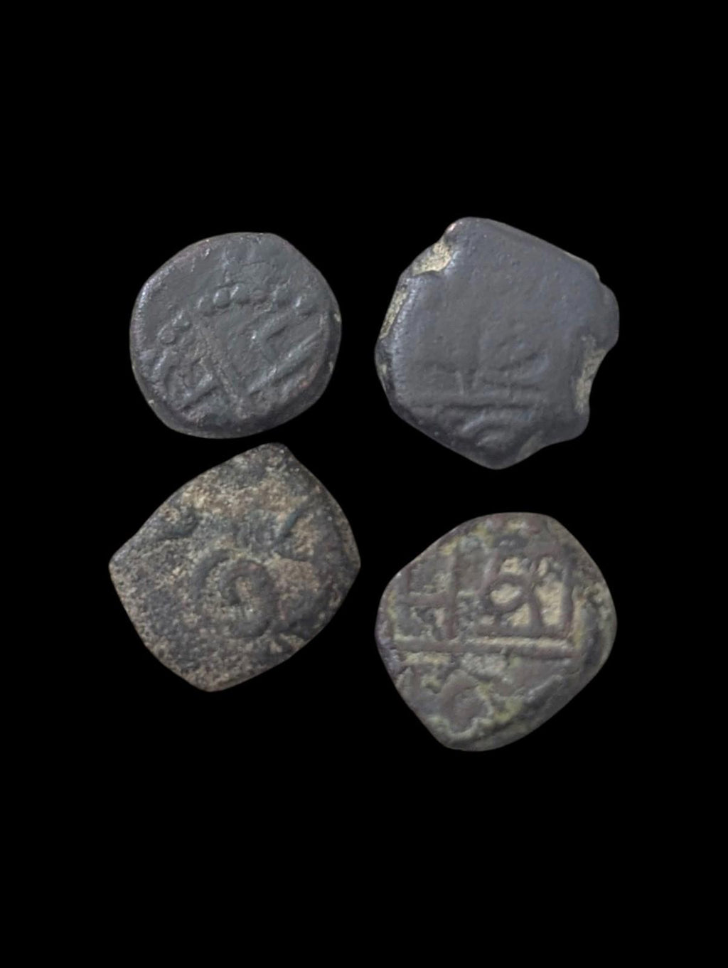 4 PIÈCES INDE, NÉERLANDAISE. 1693 - 1698 1 CASH CUIVRE. RARE.