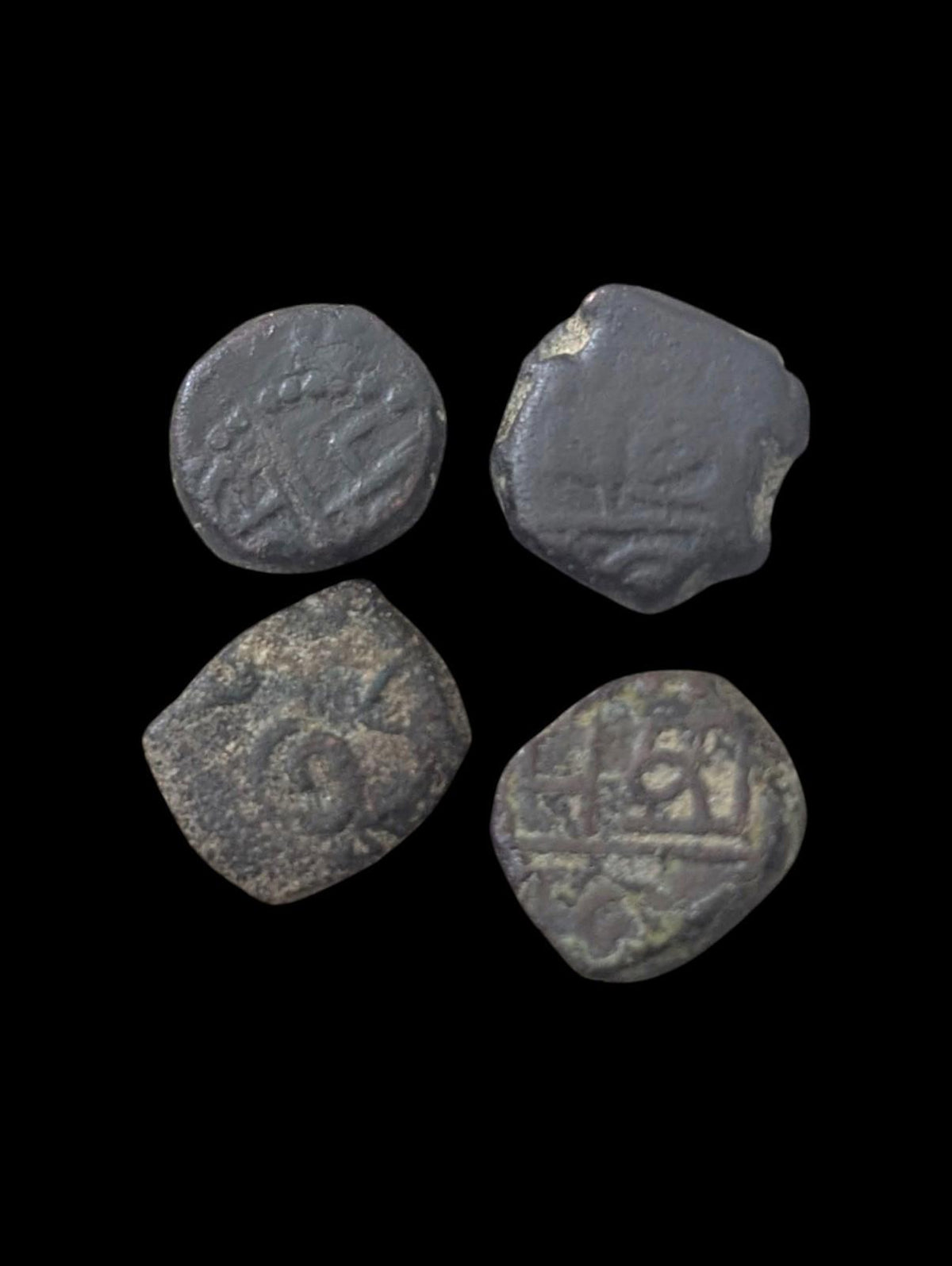 4 PIÈCES INDE, NÉERLANDAISE. 1693 - 1698 1 CASH CUIVRE. RARE.