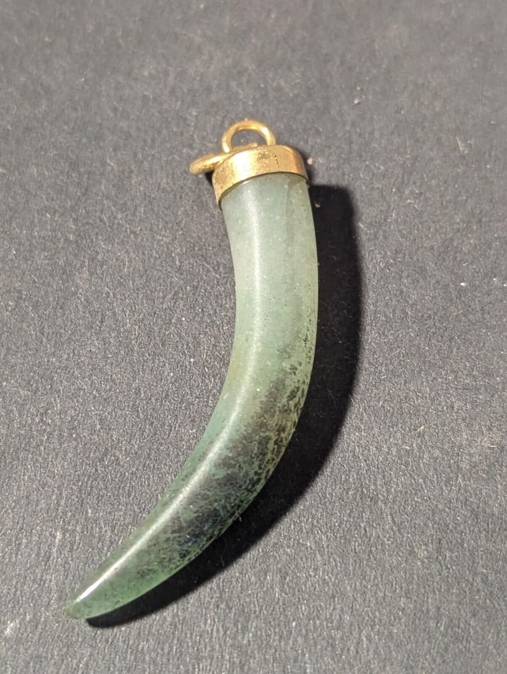 Vintage Carved Natural Green Jade Jadeite Tooth Charm Pendant