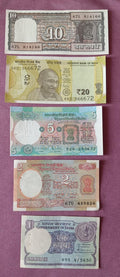 🇮🇳 India🇮🇳 Old different 20-10-5-2-1 Rupees 5 Notes-Uncirculated-Crispy
