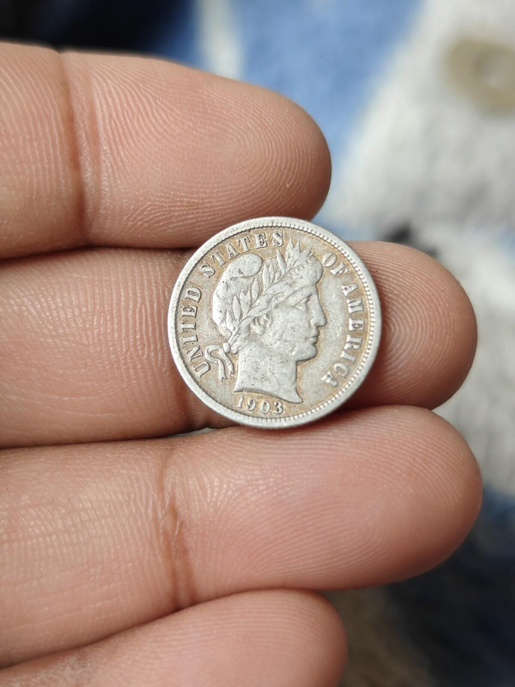 1903 P Barber Silver Dime,  About Uncirculated High Grade Original