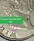 #U7#British East India Company 1835 silver Rupee of William "F" incuse Calcutta