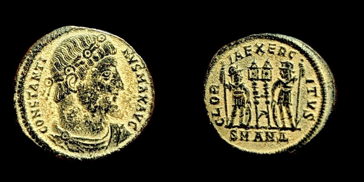 Authentic Roman Coin RARE Max SMKA Gloria Constantine I Soldiers