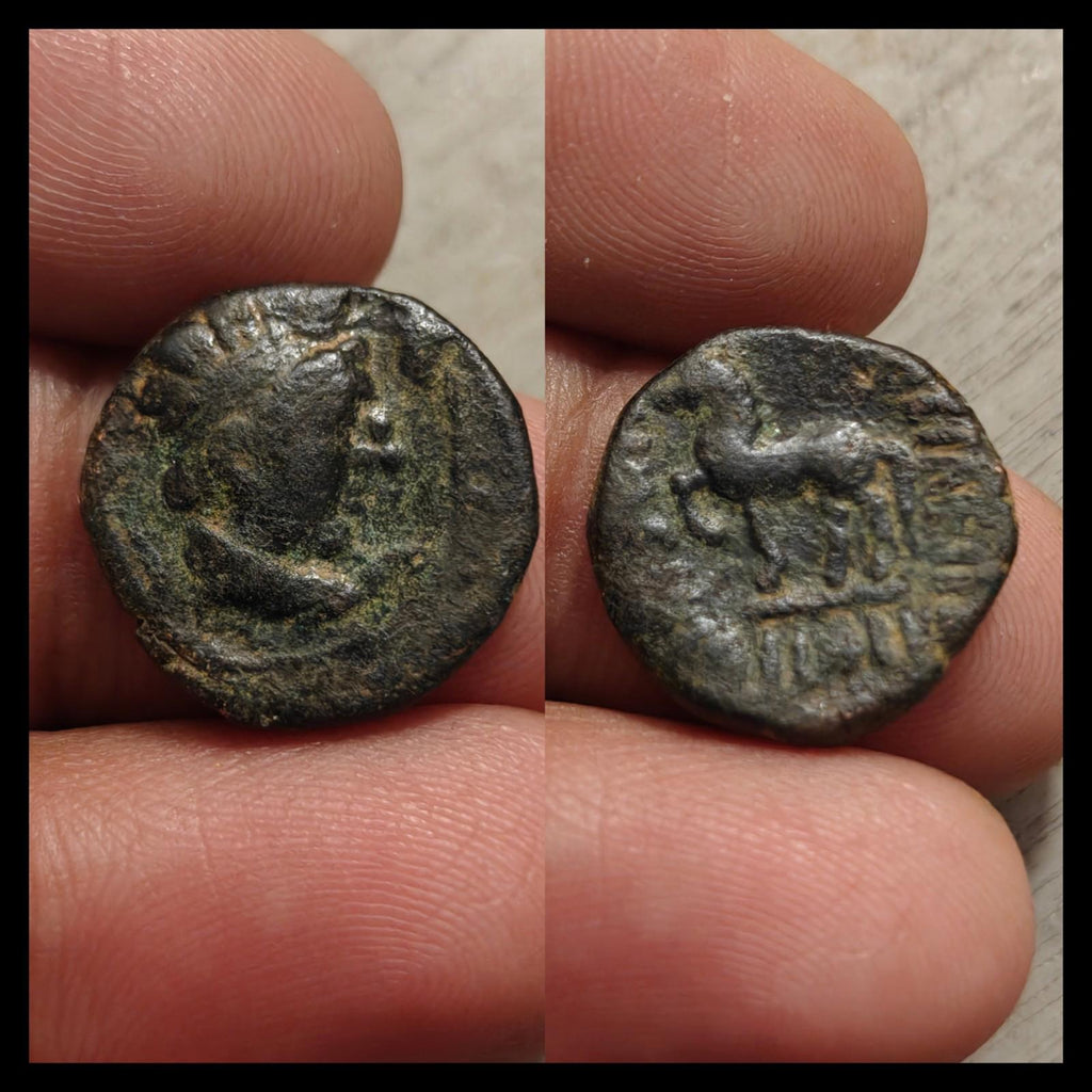 Royaume indo-scythe Drachme 80 av. J.-C. Hélioclès imitation Roi de Bactriane 130 av. J.-C.