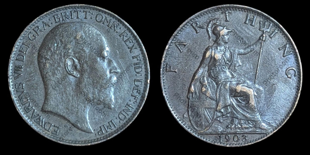 1903 Grande-Bretagne Edward VII Farthing Fini Exceptionnel