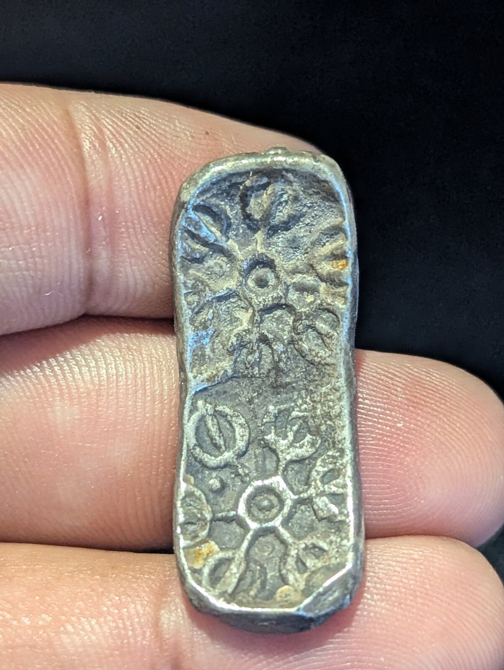 ⭐INDIA⭐. Ancient GANDHARA JANAPADA Authentic OLD 600 B.C Silver Coin Bent Bar