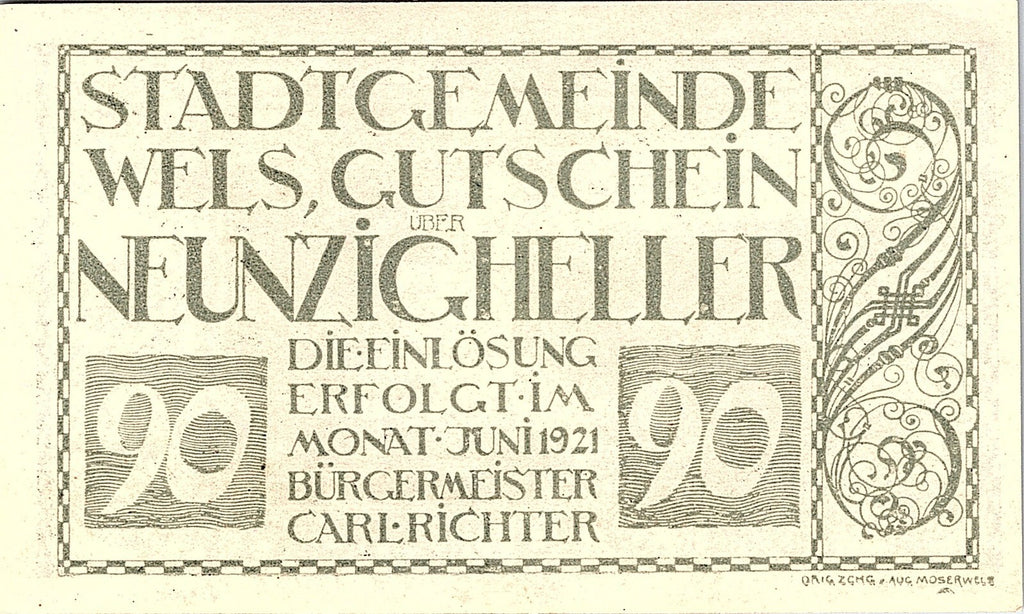 90 Heller 1920 Excellent Condition Old BANKNOTE Austria 🇦🇹